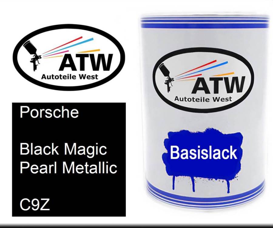 Porsche, Black Magic Pearl Metallic, C9Z: 500ml Lackdose, von ATW Autoteile West.